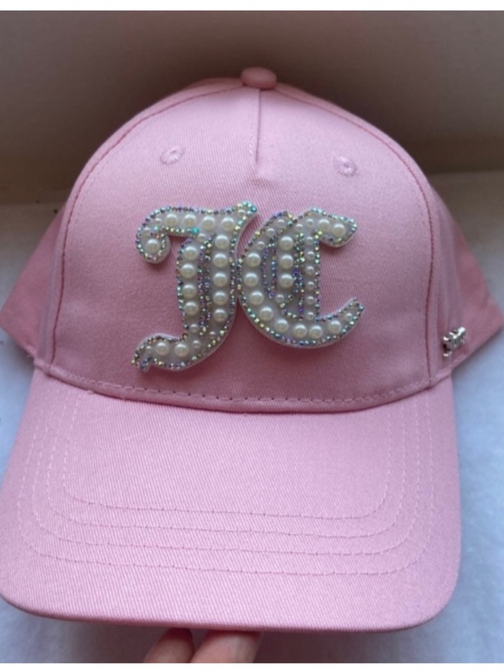 Juicy Couture Pink Crystal Monogram Baseball hat